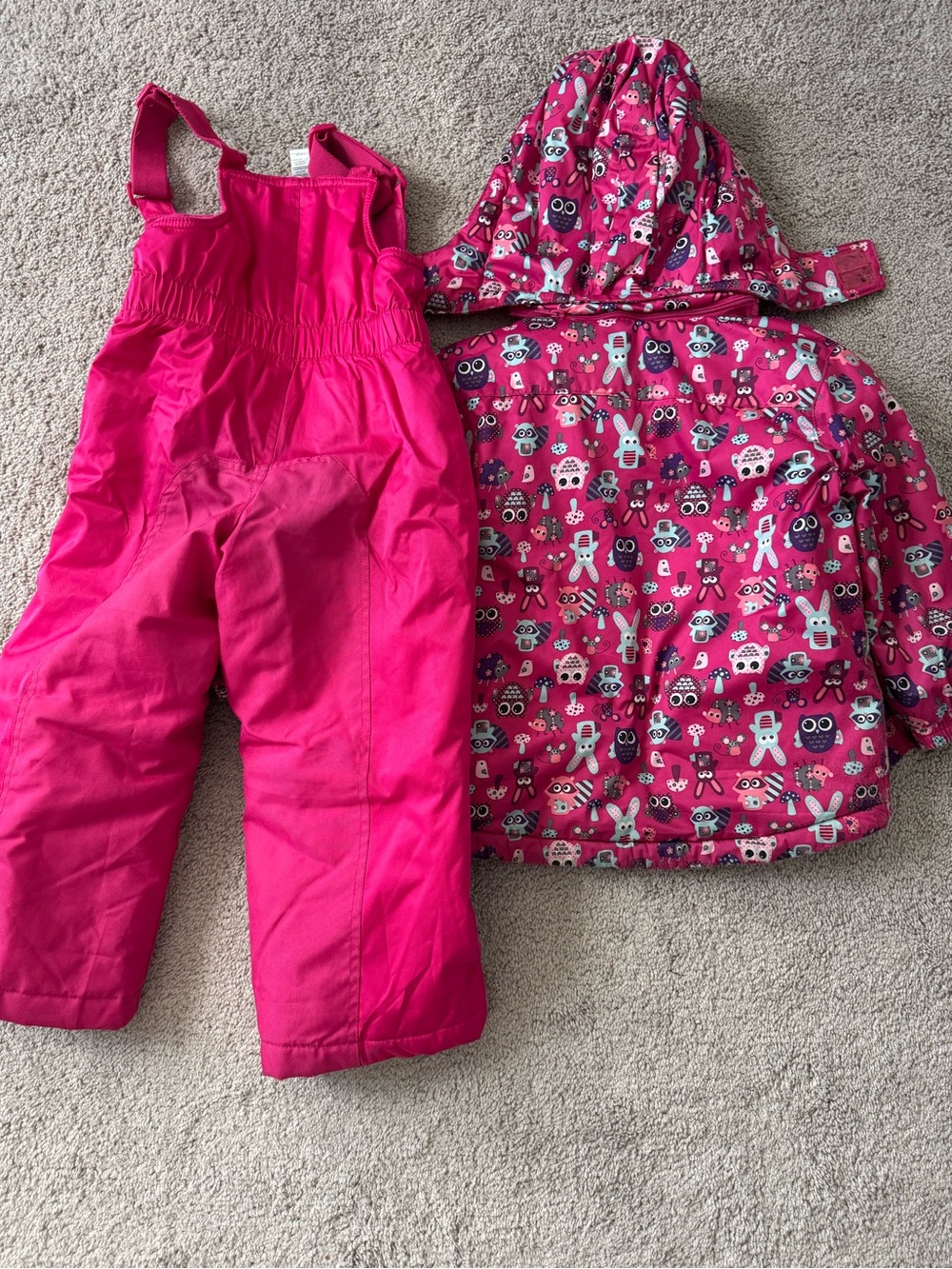 George 2 Piece- Girls' Pink Printed Winter Jacket & Snow Pants Set Size 4T